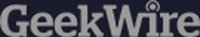 A logo of GeekWire a national blog